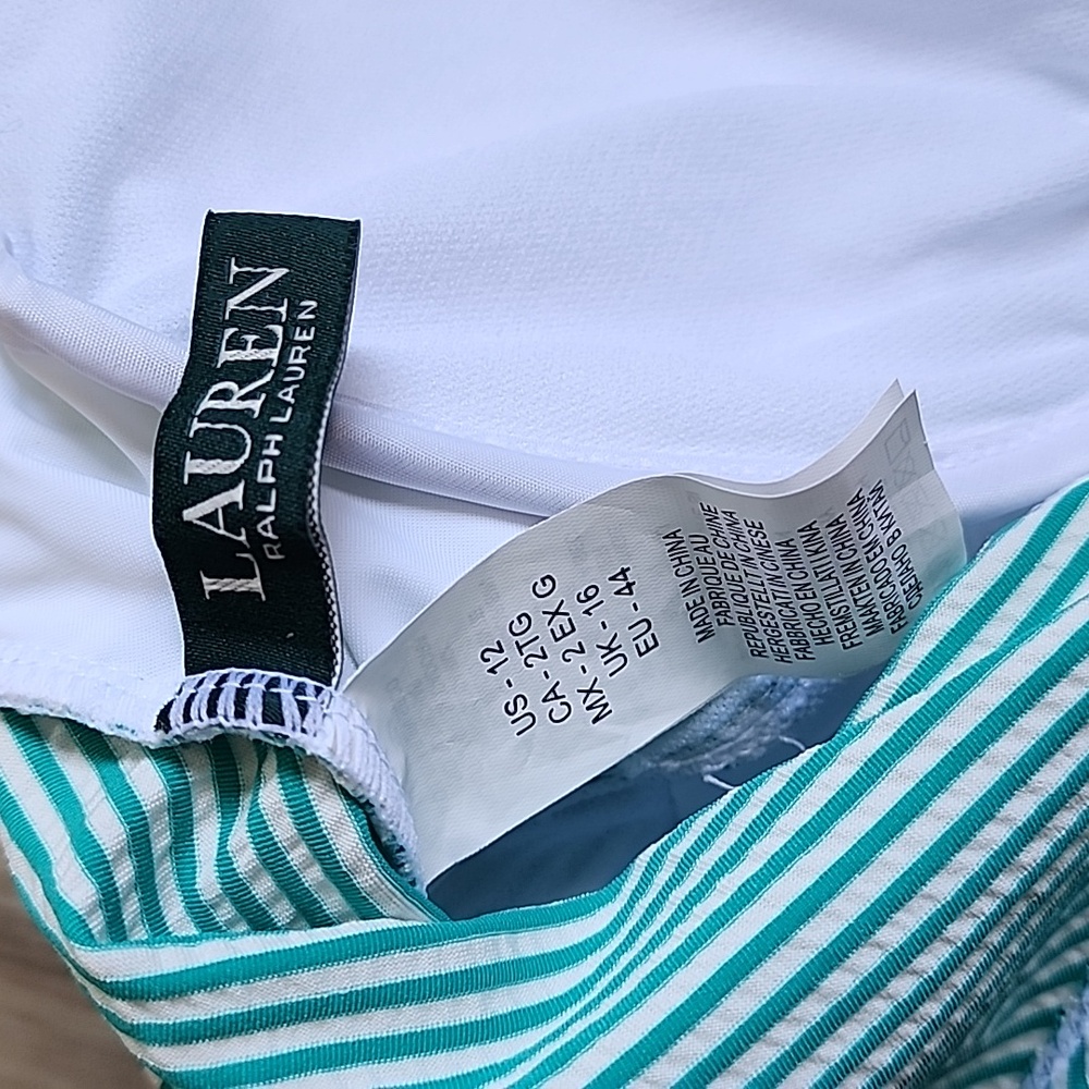 RALPH LAUREN Green Striped One-Piece Swimsuit - Picture 13 of 16